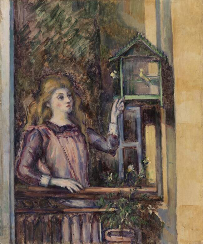 Fille avec cage à oiseaux Paul Cézanne