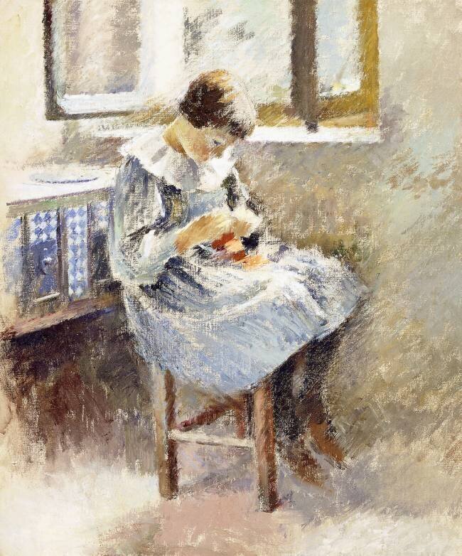 Fille cousant Theodore Robinson