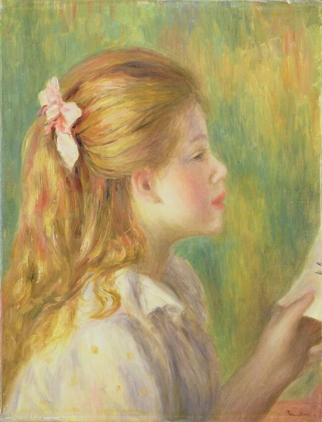 Fille de profil en train de lire Auguste Renoir