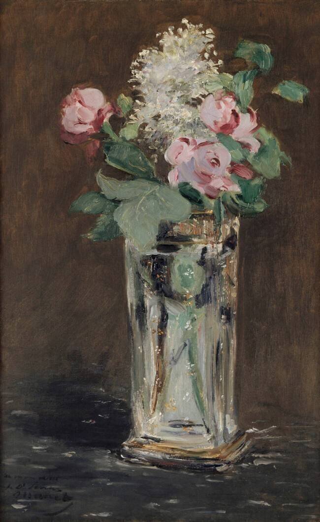 Fleurs dans un vase de cristal Edouard Manet