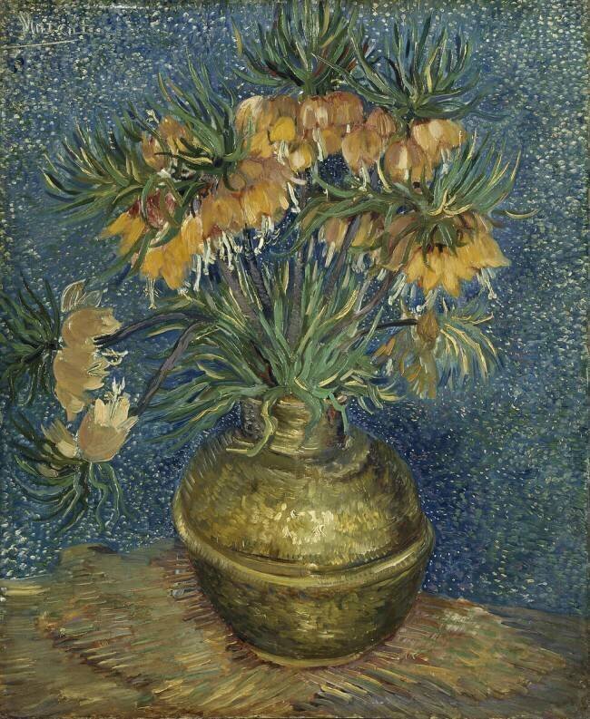 Fritillaires couronne impériale dans un vase de cuivre Vincent van Gogh