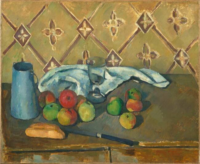 Fruits, serviette et boîte à lait Paul Cézanne