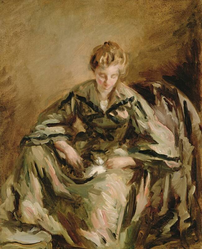 Fille avec chat Philip Wilson Steer