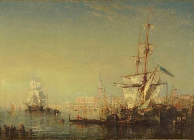 Grand voilier en vue de Venise Félix Ziem