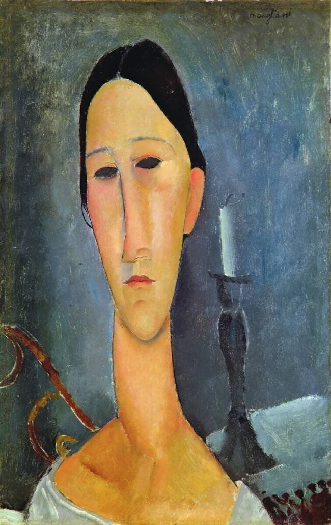Hanka Zborowska avec un chandelier Amedeo Modigliani