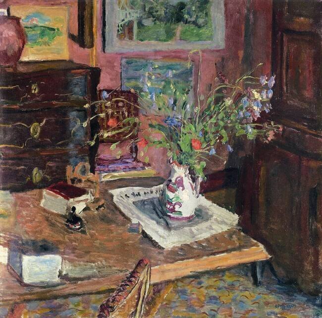 Intérieur avec des fleurs Pierre Bonnard