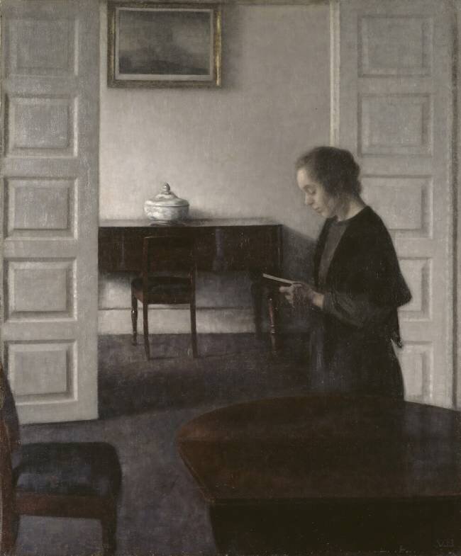 Intérieur avec une dame lisant Vilhelm Hammershoi
