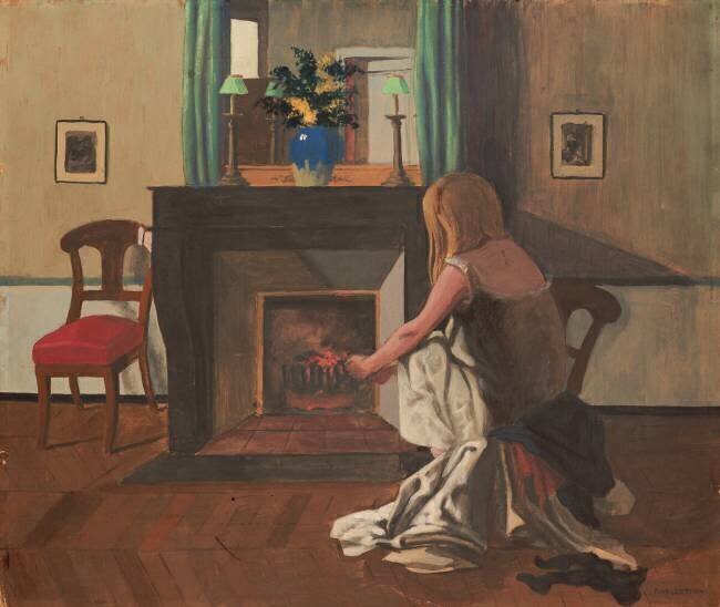Intérieur avec une femme en chemise de nuit Félix Vallotton