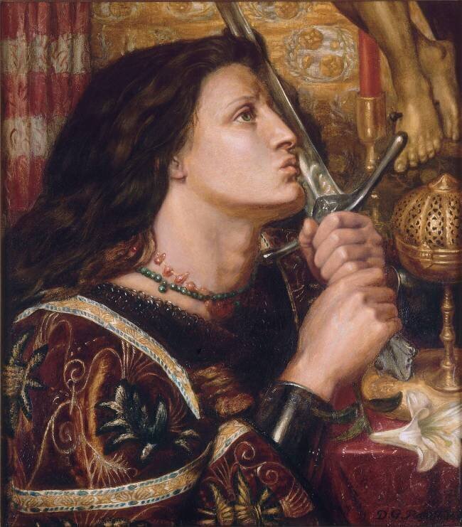 Jeanne d'Arc embrassant l'épée de la délivrance Dante Gabriel Rossetti