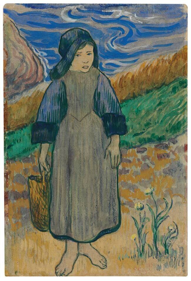 Jeune Bretonne au bord de la mer Paul Gauguin