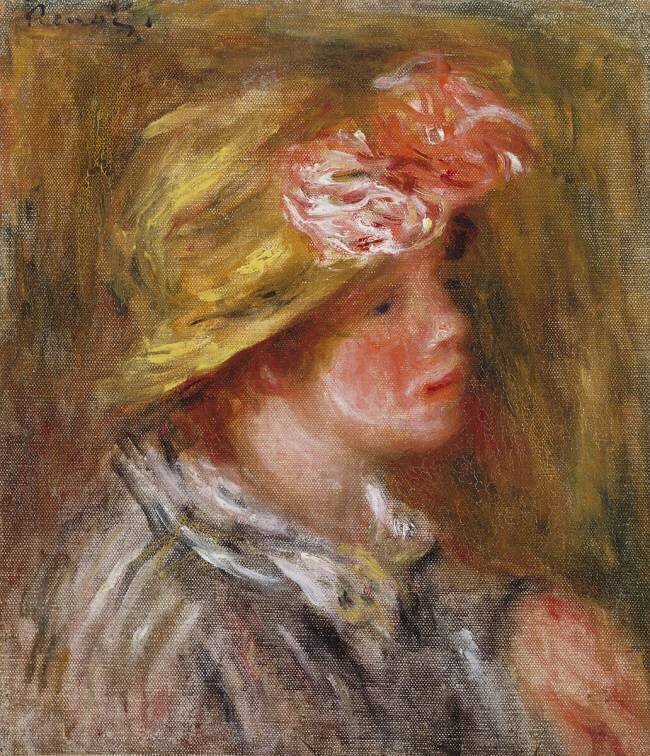 Jeune femme au chapeau fleuri Auguste Renoir