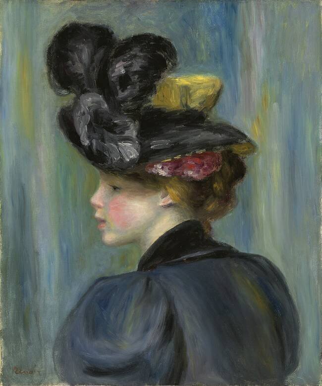 Jeune femme avec un chapeau noir Auguste Renoir
