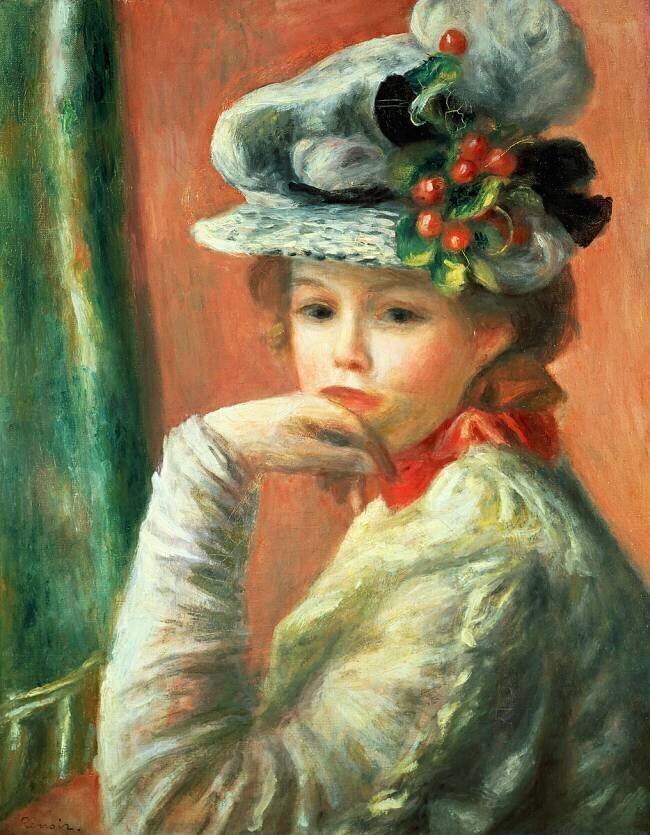 Jeune fille au chapeau blanc Auguste Renoir