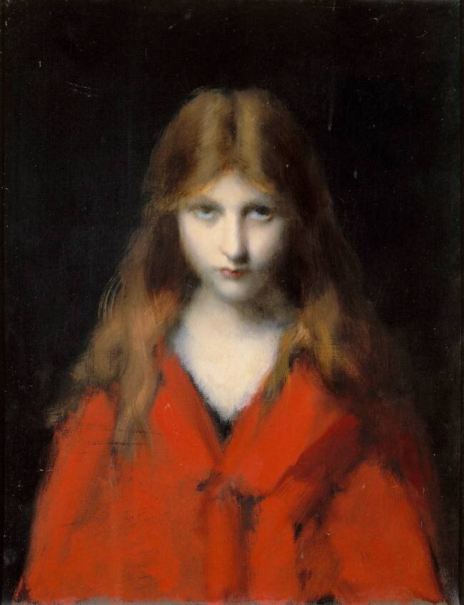 Jeune fille au corsage rouge, Mlle Dodey, modèle du peintre Jean-Jacques Henner