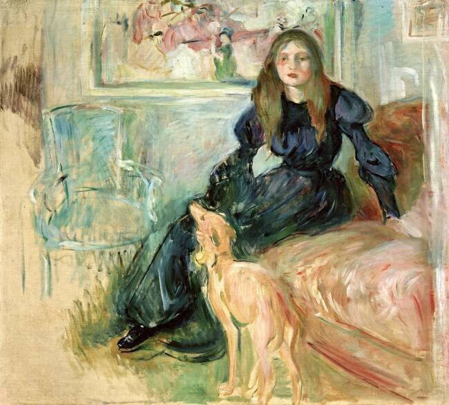 Jeune fille au lévrier Berthe Morisot