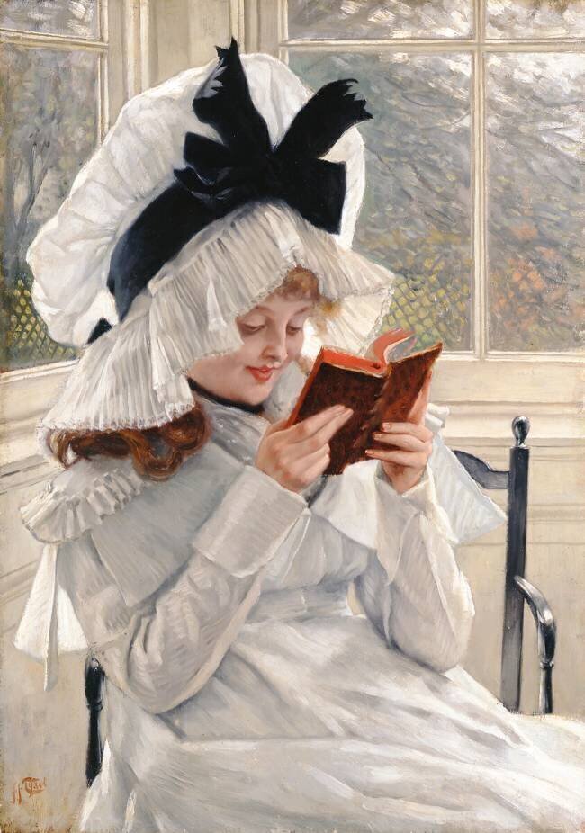 Jeune fille lisant un livre James Tissot