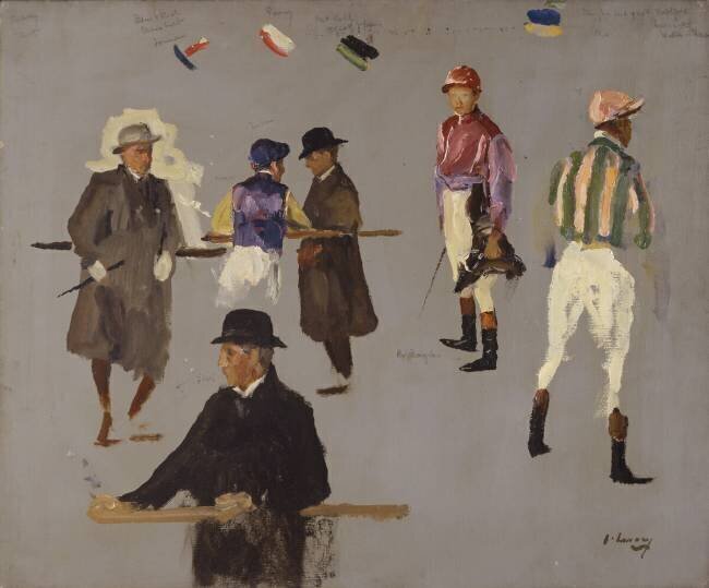 Jockeys and Owners at Epsom John Lavery