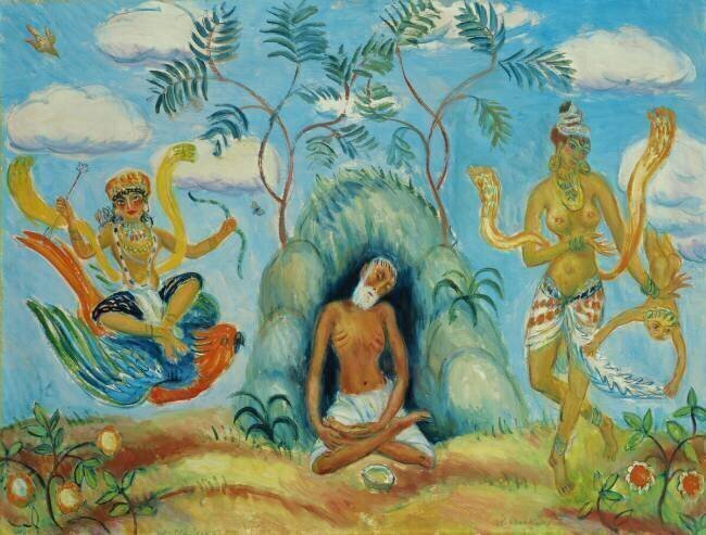 Krishna et les jeunes filles folles William James Glackens