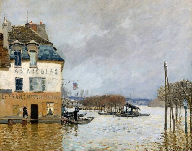 La barque pendant l'inondation à Port-Marly Alfred Sisley