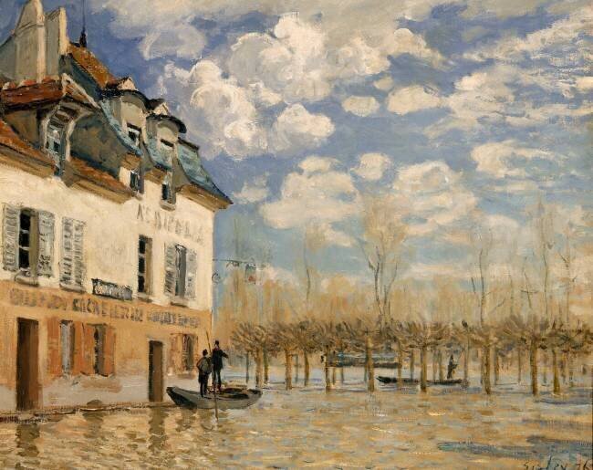 La barque pendant l'inondation, Port Marly Alfred Sisley
