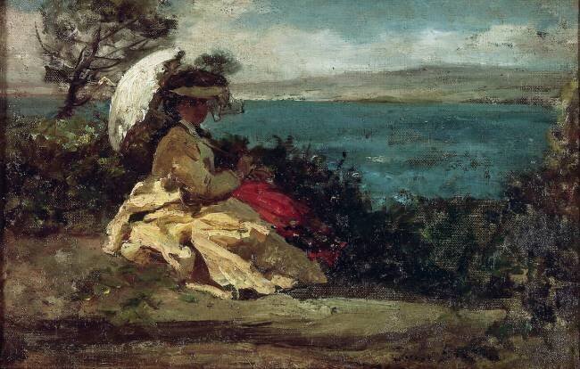La femme à l'ombrelle, baie de Douarnenez Jules Breton