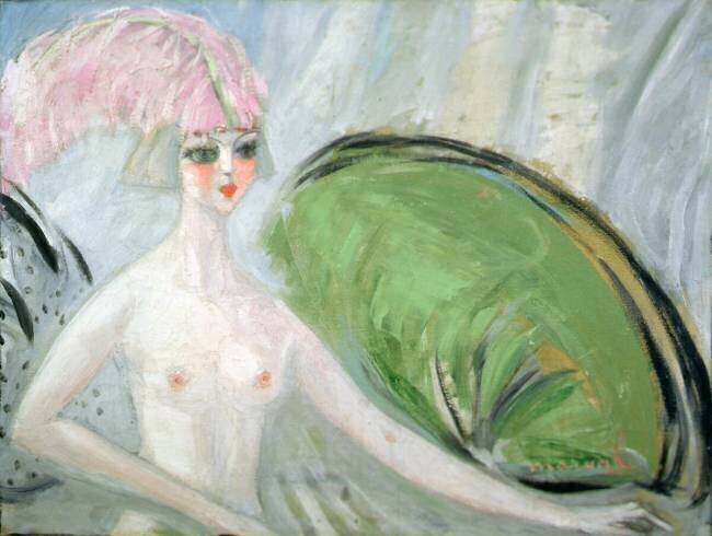 Odalisque à la plume rose Jacqueline Marval