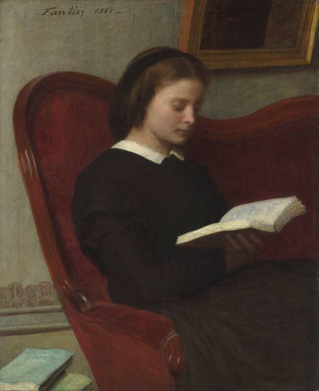 La liseuse : Marie Fantin Latour, soeur de l'artiste Henri Fantin-Latour