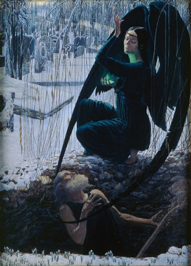 La mort et le fossoyeur Carlos Schwabe
