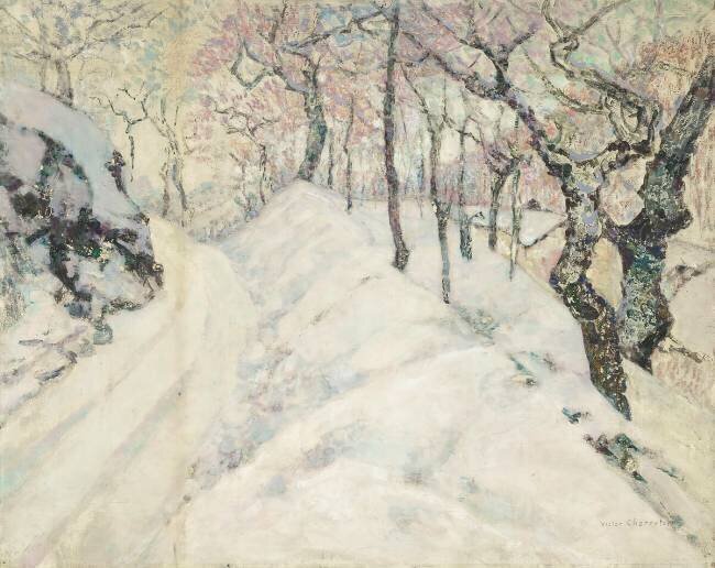 La Neige ou Paysage d'hiver Victor Léon Jean Pierre Charreton