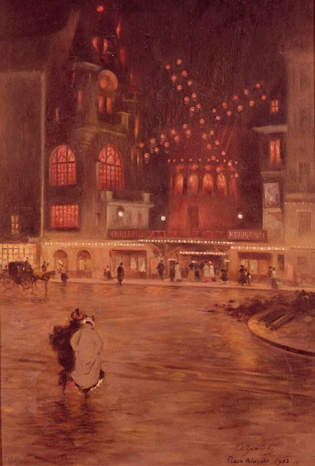 La Place Blanche, le Moulin-Rouge ; effet du soir Edouard Zawiski