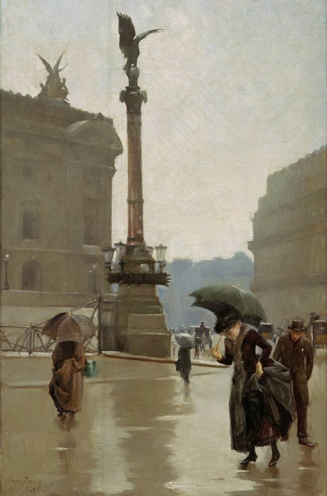 La Rue Auber sous la pluie Gustave Dennery