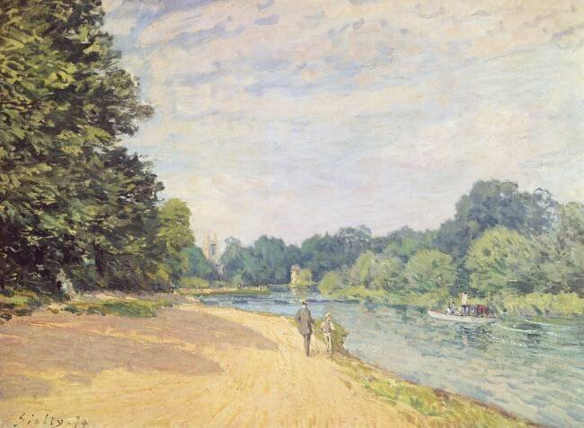 La Tamise avec l'église de Hampton Alfred Sisley