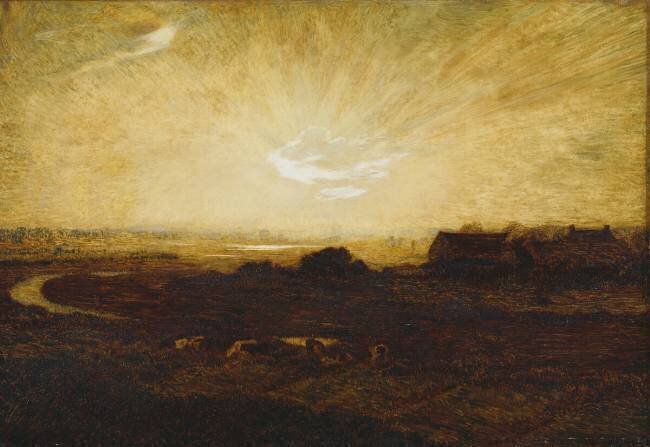 Paysage au coucher du soleil Emile René Ménard