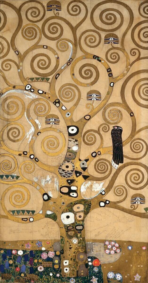 L'arbre de vie, fresque Stoclet, détail du côté gauche Gustav Klimt