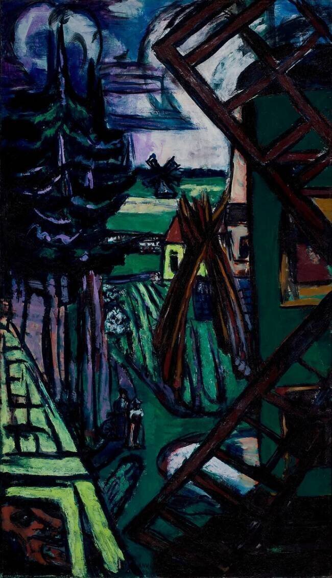Grand paysage de Laren avec moulin à vent Max Beckmann