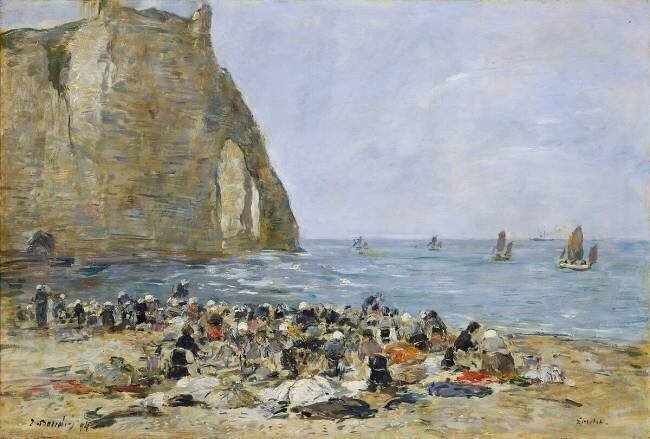 Lavandières sur la plage d'Etretat Eugène Boudin