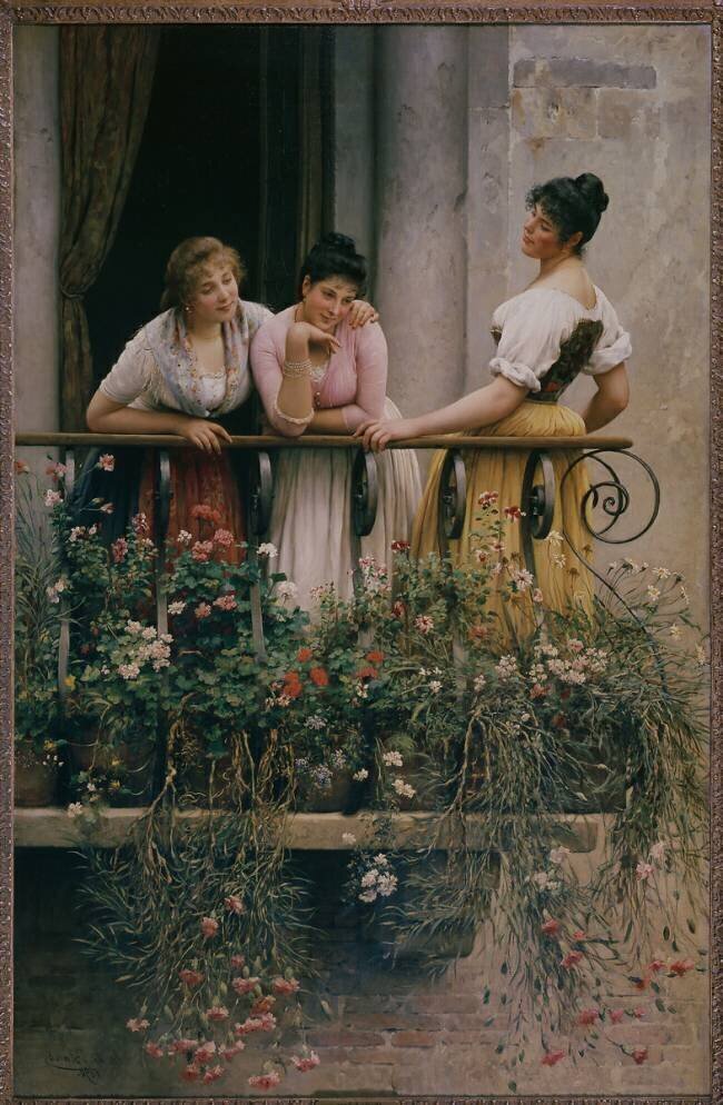 Le Balcon Eugene Von Blaas