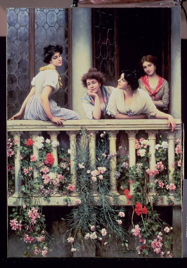 Le Balcon Eugene Von Blaas