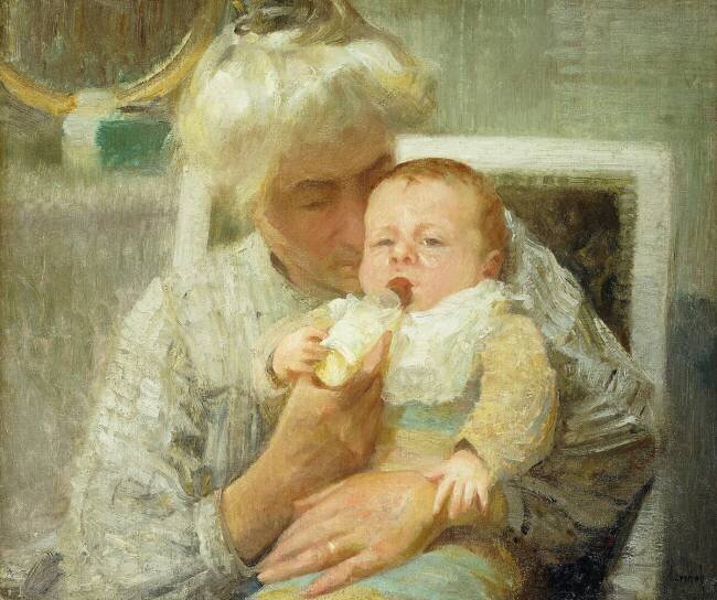 Le biberon du bébé Robert William Vonnoh