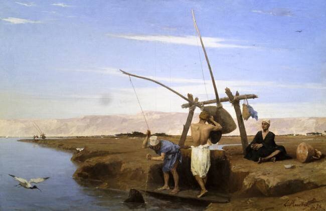 Le chadouf, système d'irrigation en Haute Egypte Louis Mouchot