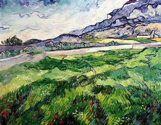 Le champ de blé vert derrière l'asile Vincent van Gogh