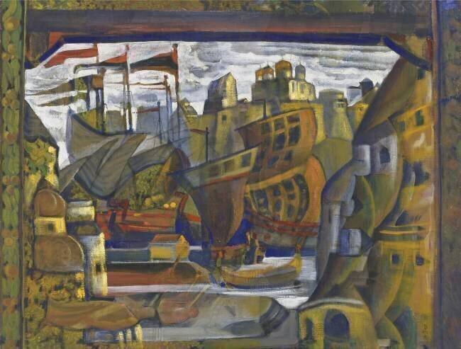 Le marché de Novgorod  Nicholas Roerich