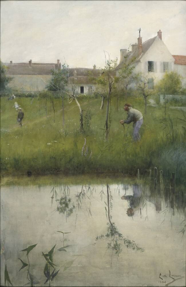 Le vieil homme et le jardin de la pépinière Carl Larsson