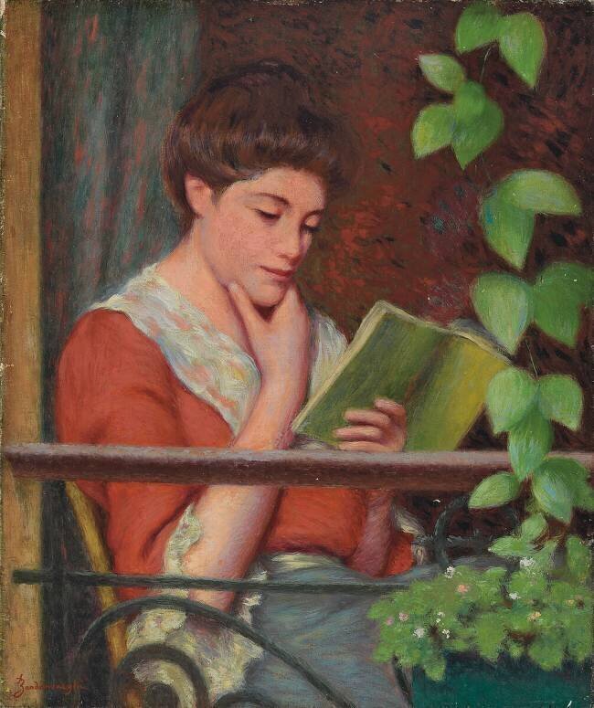 Lecture al Fresco - Femme sur le balcon Federico Zandomeneghi