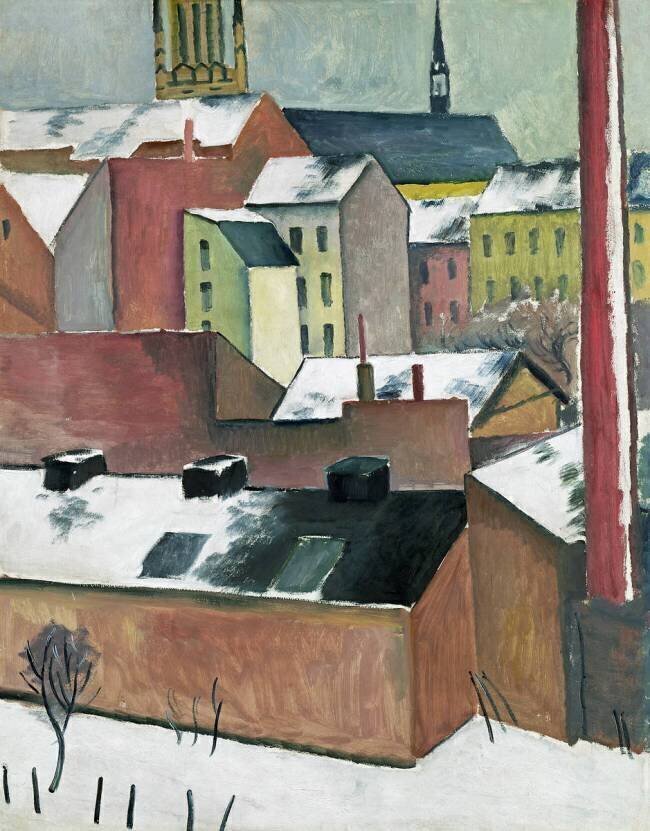 L'Eglise de Sainte Marie de Bonn sous la neige August Macke