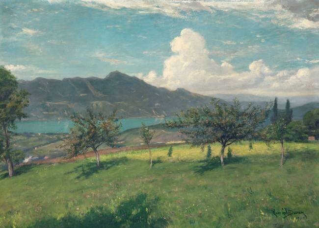 Les pommiers en Savoie ; vue du lac du Bourget Carolus-Duran