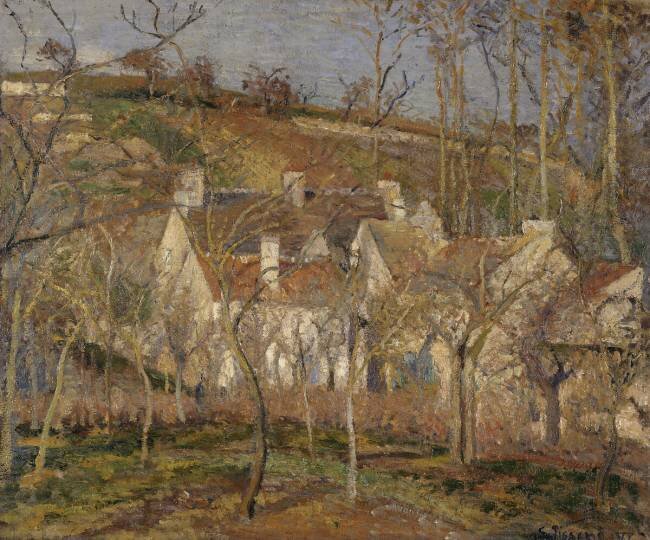 Les toits rouges, coin de village, effet d'hiver Camille Pissarro