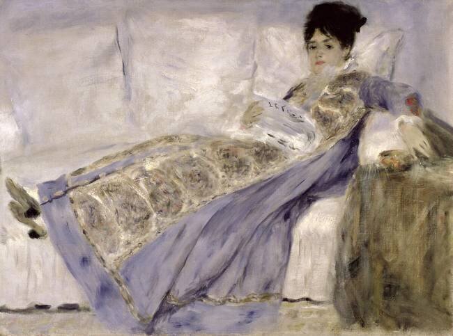 Madame Monet sur un canapé Auguste Renoir