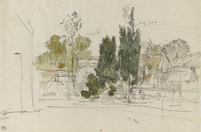 Maisons parmi des arbres Eugène Boudin