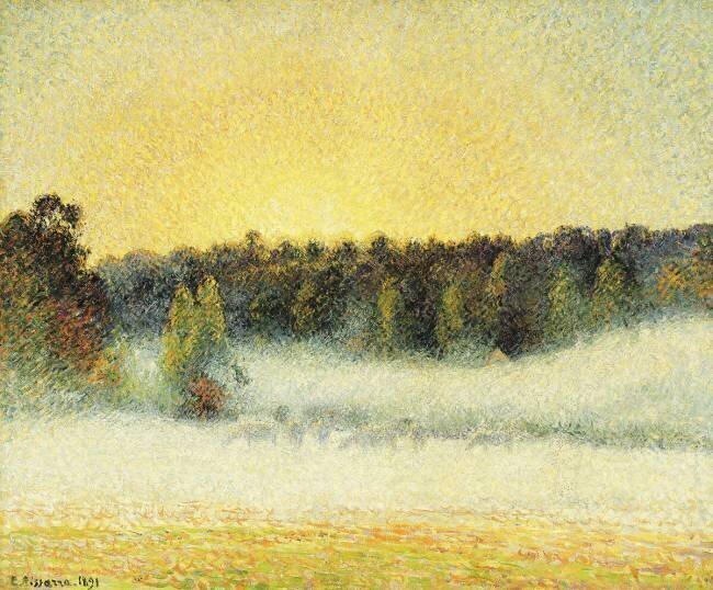 Misty Sunset at Eragny Camille Pissarro